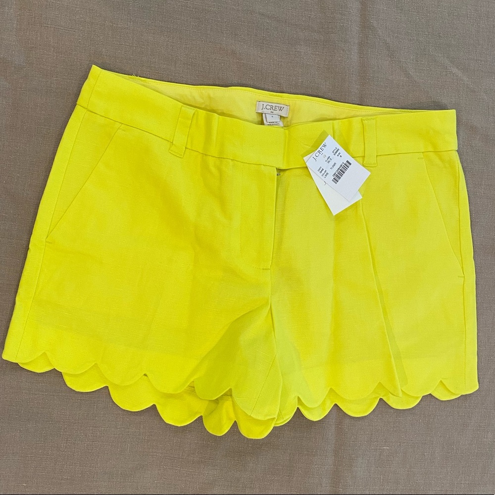 NWT Jcrew Factory Bright Yellow Scalloped Shorts